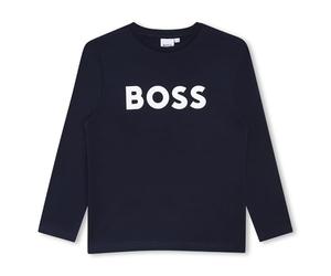 BOSS Kids Large Logo Long Sleeve T-Shirt Cotton Blue