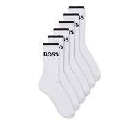 BOSS Six-pack of ribbed short socks in a cotton blend - Style 6P QS Stripe CC, 50510168 White 9-11