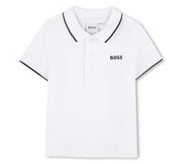 Boss Boss Logo-Print Striped-Trims Cotton Polo Top 3 Months-3 Years White 6 Months