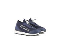 BOSS Kidswear logo-lettering knitted sneakers - Blue 27-28-29-30-32-33-34-35-36-37-38-39-40