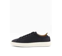 BOSS Kieran Tennis Leather Trainers, Black/White, Size 6, Men Black/White
