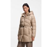 BOSS Knee-length hooded jacket with removable belt - Style Pepula, 50567452 Beige 16