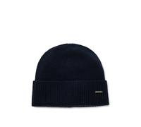 BOSS Knitted cashmere beanie with metal logo plaque - Style Honesto_Hat, 50548851 Dark Blue pcs.