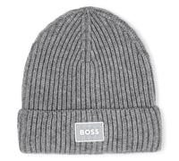 Boss - Knitted Hat With Badge - Heather Grey - Boy - Size T4