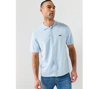 BOSS Knitted Short Sleeve Shirt, Light Blue, Size L, Men Light Blue