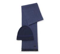 BOSS Mens Hernesto SET Knitted wool-cotton scarf and beanie hat gift set