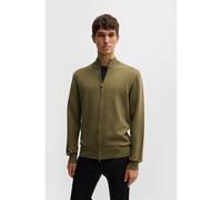 BOSS Knitted zip-up cardigan in cotton with embroidered logo - Style Palano-L, 50505998 Olive M