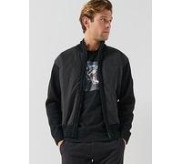 BOSS Korado Hybrid Zip Through Knitted Jumper, Black, Size S, Men Black