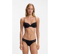 BOSS Lace briefs with mesh pleating and gold charm - Style THONG_BLOSSOM, 50556195 Black S