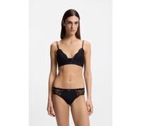 BOSS Lace briefs with mesh pleating and gold charm - Style THONG_BLOSSOM, 50556195 Black XL