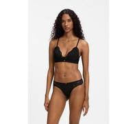 BOSS Lace briefs with mesh pleating and gold charm - Style THONG_BLOSSOM, 50556195 Black XS