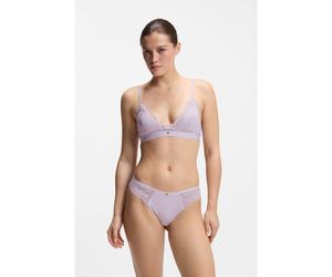 BOSS Lace briefs with mesh pleating and gold charm - Style THONG_BLOSSOM, 50556195 Light Purple S