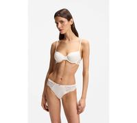 BOSS Lace briefs with mesh pleating and gold charm - Style THONG_BLOSSOM, 50556195 White S