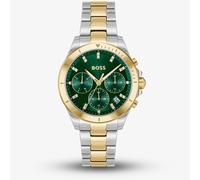 BOSS Ladies Alley Lux Two Tone Crystal Green Dial Quartz Watch 1502827