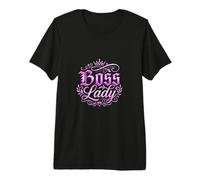 Boss Lady Crown and Diamond Elegant Pink Typography Design Premium T-Shirt
