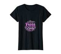 Boss Lady Crown and Diamond Elegant Pink Typography Design T-Shirt