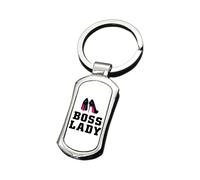 Boss Lady gift for women, Ractangle and round Metal Key Ring. (Ractangle)