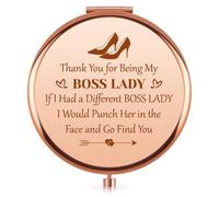 Boss Lady Gifts Best Boss Mentor Leader Gift From Employee Coworkers Compact Mirror Appreciation Present for Women Thank You Retirement Travel Makeup Mirrors for Mentor Leader Birthday Leaving Present