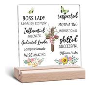 Boss Lady Gifts for Women Boss Gift for Women Acrylic Plaque Office Appreciation Keepsake for Leader Thank You Farewell Retirement Clear Desk Decorative Acrylic Plaque with Wooden Stand Office Decor