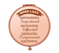 Boss Lady Gifts for Women Compact Mirror Thank You Boss Lady Gifts Funny Gift for Leader Female Appreciation Present for Women Christmas Birthday Present Ideas for Leader Rose Gold Makeup Mirror