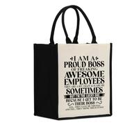 Boss Lady Gifts for Women, Cool Boss Gifts for Women Manager Leader Supervisor Leadership Appreciation Birthday Christmas, Black Waterproof Tote Bag Boss Day Funny Work Shopping Reusable Grocery Bags