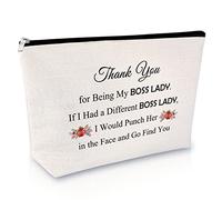 Boss Lady Gifts for Women Cosmetic Bag Birthday Gifts for Boss Female Friend Thank You Present for Women Makeup Bag Coworker Leaving Gift Retirement Going Away Present