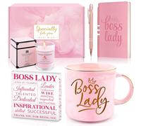 Boss Lady Gifts For Women, Thank You Appreciation Present for Her Leader, Mother Day Christmas Gifts for Mom Birthday Present Boss Coffee Mug Acrylic Sign Notebook Ballpoint Pen Candle