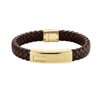 BOSS Jewelry Men's LANDER Collection Bracelet with Brown Leather and Gold Stainless Steel Closure - 1580746M