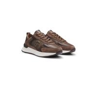 BOSS Leather and suede trainers with Double B monogram - Style B Icon_Runn_sdgralt, 50573813 Brown 5