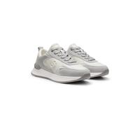 BOSS Leather and suede trainers with Double B monogram - Style B Icon_Runn_sdgralt, 50573813 Light Grey 4