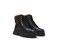 BOSS Leather boots with faux-fur trim - Style Foster_LUBootie_RBLT, 50552767 Black 7