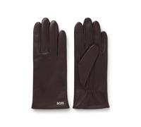 BOSS Leather gloves with knitted lining and touchscreen-friendly fingertips - Style Gueen-ME, 50526613 Dark Red 8.5