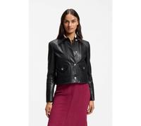 BOSS Leather jacket with polished logo buttons - Style C_Sakara, 50562735 Black 14