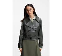 BOSS Leather jacket with trench styling - Style Satela1, 50566471 Dark Green 8