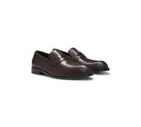 BOSS Leather loafers with branded metal trim - Style Tayil-L_Loaf_buhw, 50557630 Dark Brown 8