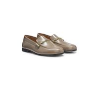 BOSS Leather loafers with chain trim and logo detail - Style Jadey_Mocc_LSCH, 50568568 Brown 4