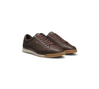 BOSS Leather trainers with foil logo - Style Nitan_Lowp_lt, 50568493 Dark Brown 8