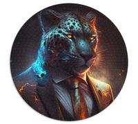 Boss Leopard Jigsaw Puzzles 1000 Pieces for Adults Round Puzzles 1000 Pieces for Adults Brain Challenge Gift, Educational Activity for Teenagers 67.5x67.5cm
