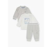 Boss Light Gray China Logo-embroidery Three-piece Stretch-cotton Set 3-12 Months 6