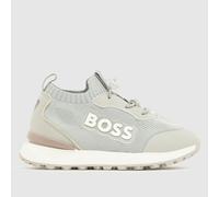BOSS Light Grey Elastic Lace Tech Boys Toddler Trainers UK 9 (EU 27)