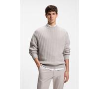 BOSS Linen-cotton sweater with knitted structure - Style Kawaii, 50558720 Light Grey L