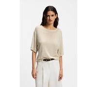 BOSS Linen T-shirt with embroidered logo - Style C_Emma, 50556387 Light Beige M