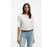 BOSS Linen T-shirt with embroidered logo - Style C_Emma, 50556387 Natural M