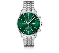 BOSS Link-bracelet chronograph watch with green dial - Style ASSOCIATE, 58114127 Silver pcs.