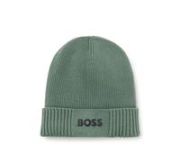 BOSS Logo-detail beanie hat in cotton and virgin wool - Style Asic_Beanie-X, 50499423 Light Green pcs.
