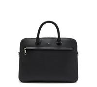 Boss Logo Grained Leather Briefcase - Black - One Size