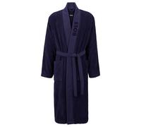 BOSS Logo-lapel dressing gown in long-fibre cotton - Style KIM-PLAIN-100S, KIM-PLAIN Dark Blue S