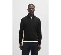 BOSS Logo-patch zip-neck sweater in cotton and cashmere - Style Kanobix_S, 50527585 Black XL