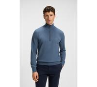 BOSS Logo-patch zip-neck sweater in cotton and cashmere - Style Kanobix_S, 50527585 Blue XXXL