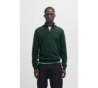 BOSS Logo-patch zip-neck sweater in cotton and cashmere - Style Kanobix_S, 50527585 Dark Green M